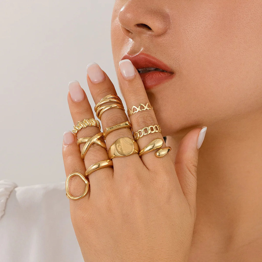 Geometric Cuff Ring Set