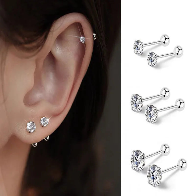 Zirconia Stud Earring Set