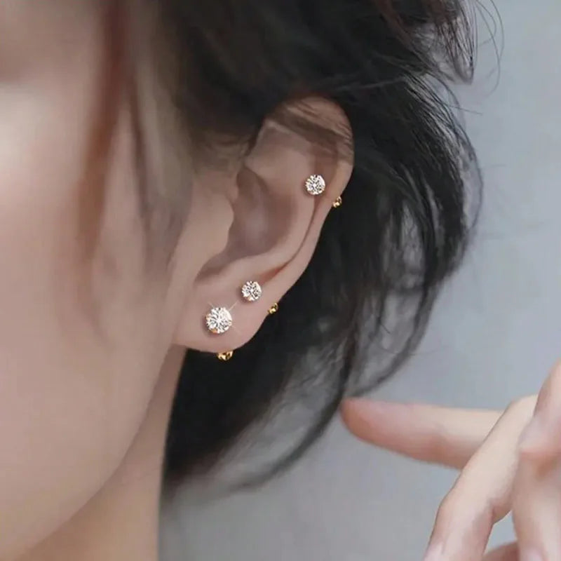 Zirconia Stud Earring Set