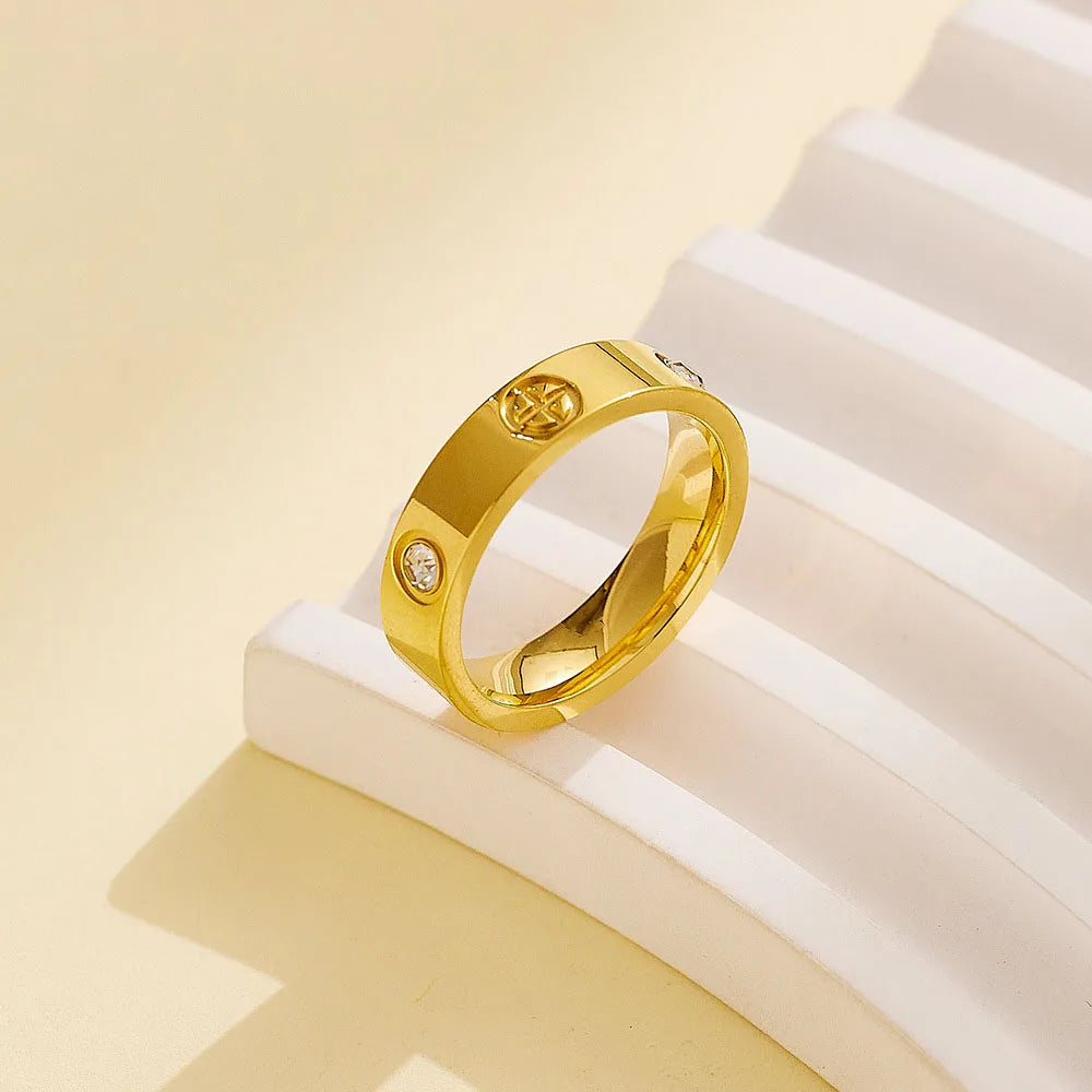Cross Zircon Couple Ring