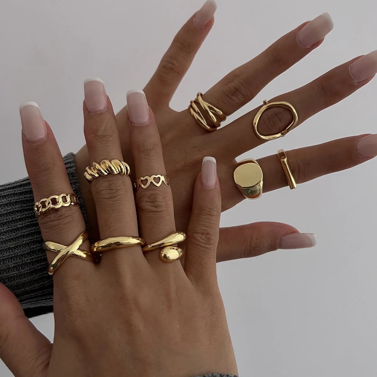 Geometric Cuff Ring Set