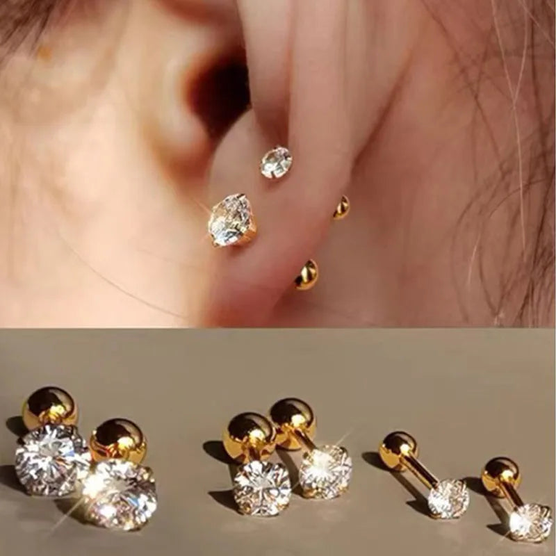 Zirconia Stud Earring Set